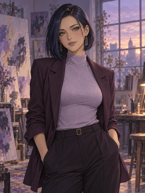 Allegra, a fictional adult character for private chat, shown in a portrait